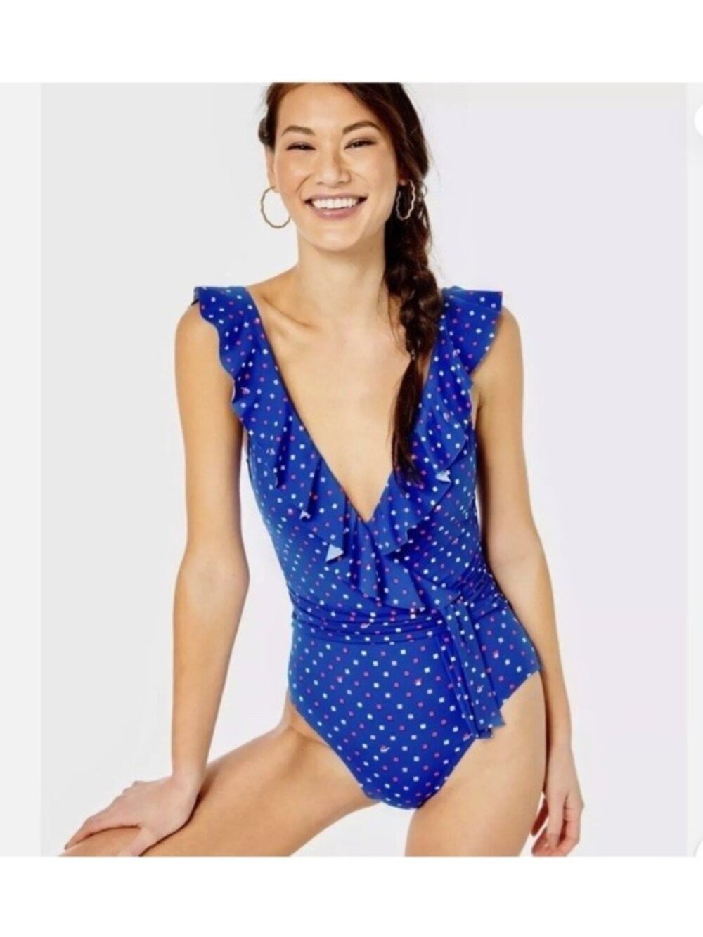 Lilly Pulitzer Delphie Borealis Blue Lilly Squared One Piece Swimsuit Sz 16. N
